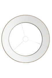 Runder Lampenschirm von oben betrachtet, mit weißem Innenraum und beigem Rand.