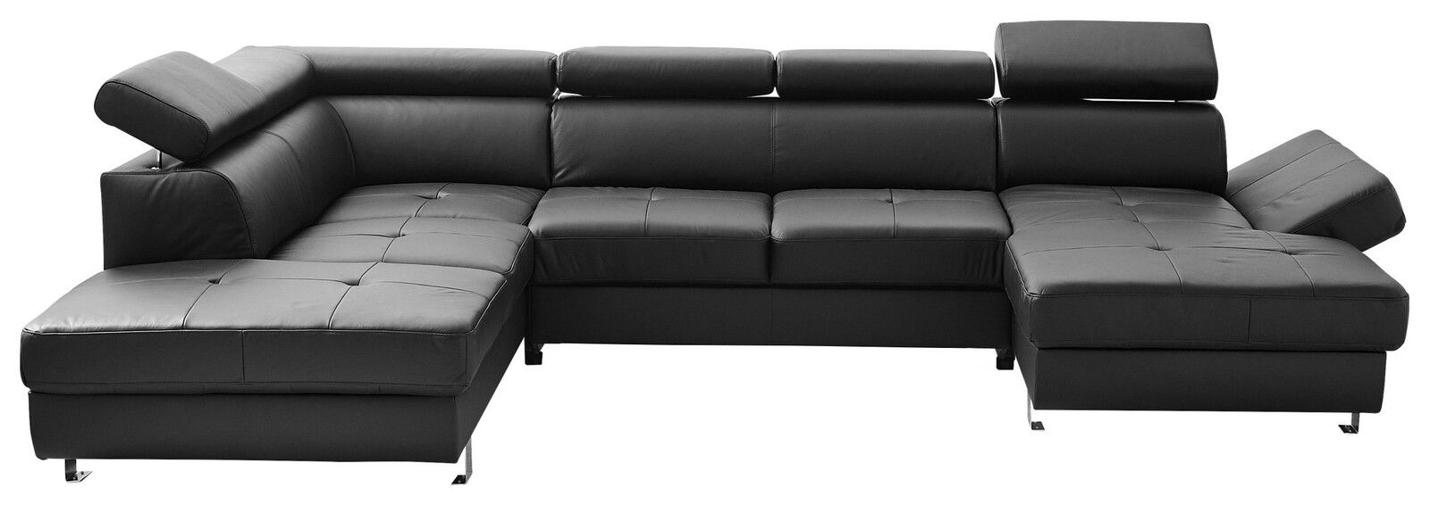 Schwarze Polsterrundecke mit verstellbaren Kopfstützen, frontal fotografiert.