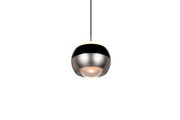 Moderne Pendelleuchte in Kugelform aus Metall, Ansicht von unten
