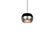 Moderne Pendelleuchte in Kugelform aus Metall, Ansicht von unten