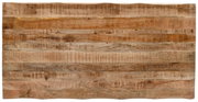 Holztischplatte aus verschiedenen Holzstreifen in einer Draufsicht