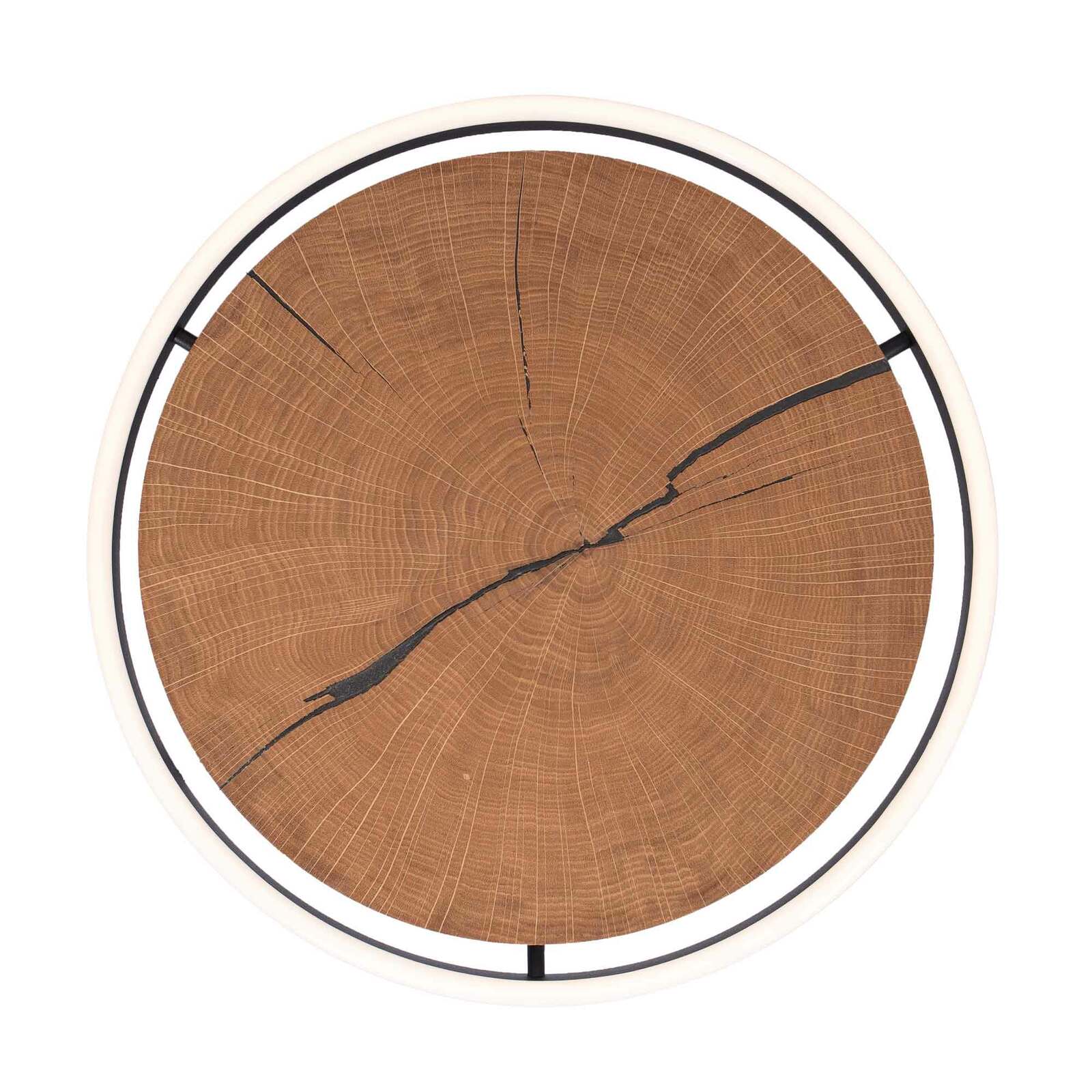 Runde LED-Deckenleuchte mit Holzoptik, Draufsicht