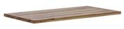 Holztischplatte in rechteckiger Form, aus einer schrägen Perspektive fotografiert, mit natürlicher Holzmaserung.