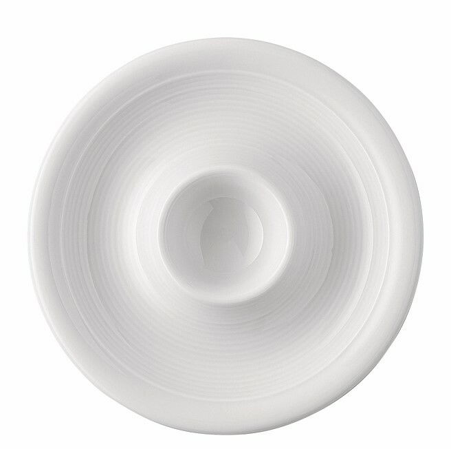 Weißer Eierbecher mit Ablage, Ansicht von oben