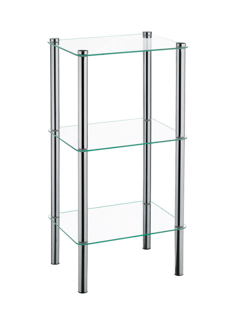Kela Regal 3 Etagen LARS Regal Lars mit 3 Etagen aus Glas und Metall, seitliche Perspektive