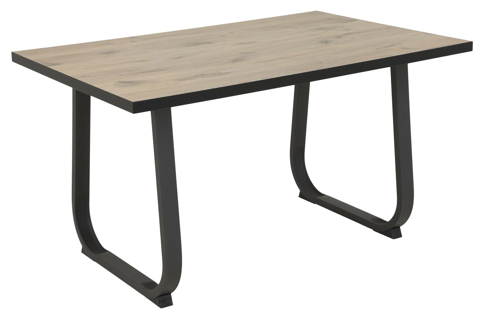 Z2 Esstisch LUISE Moderner Esstisch mit Holzplatte und schwarzen Metallbeinen, seitliche Perspektive