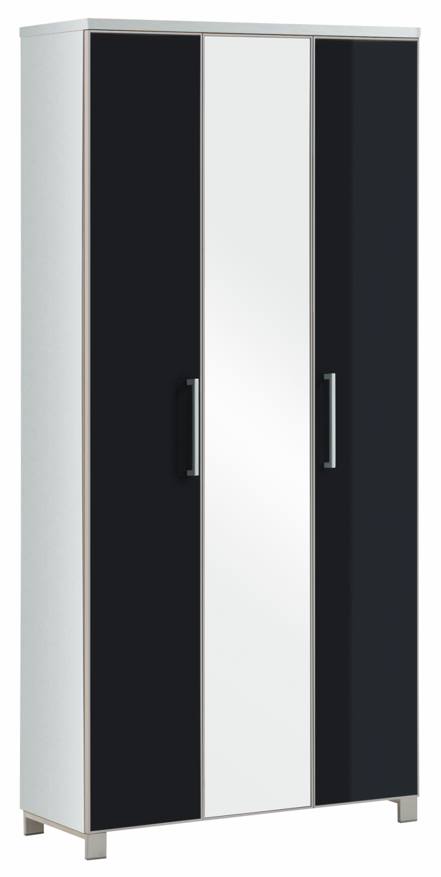 VOSS XL-Dielenschrank SANTINA Moderner XL-Dielenschrank mit drei Türen, davon eine mit Spiegel, in einer schrägen Perspektive.