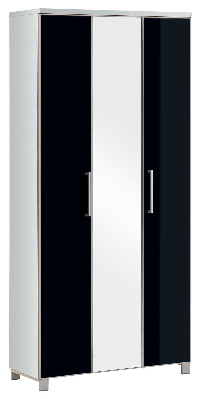 VOSS XL-Dielenschrank SANTINA Moderner XL-Dielenschrank mit drei Türen, davon eine mit Spiegel, in einer schrägen Perspektive.