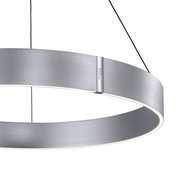 Moderne, runde Pendelleuchte PURE E-CLIPSE aus gebürstetem Metall, seitliche Perspektive