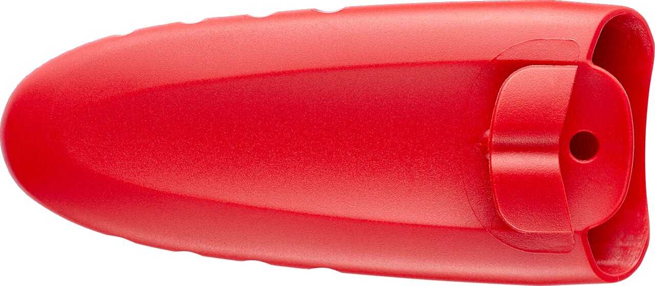 Rote Messerscheide für Kinderkochmesser, Ansicht von oben