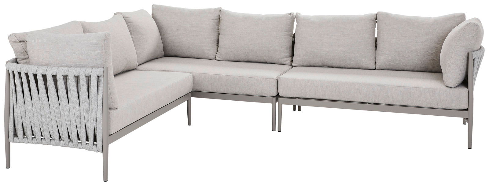 Amatio Loungegarnitur VENERONA L-förmige Loungegarnitur in hellem Grau mit Kissen, seitliche Perspektive