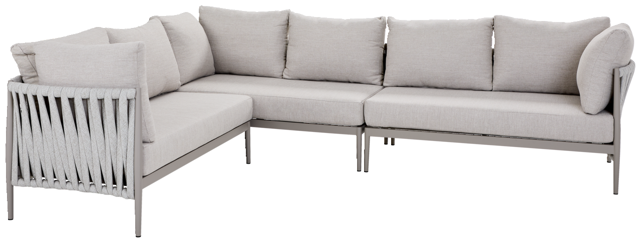 Amatio Loungegarnitur VENERONA L-förmige Loungegarnitur in hellem Grau mit Kissen, seitliche Perspektive