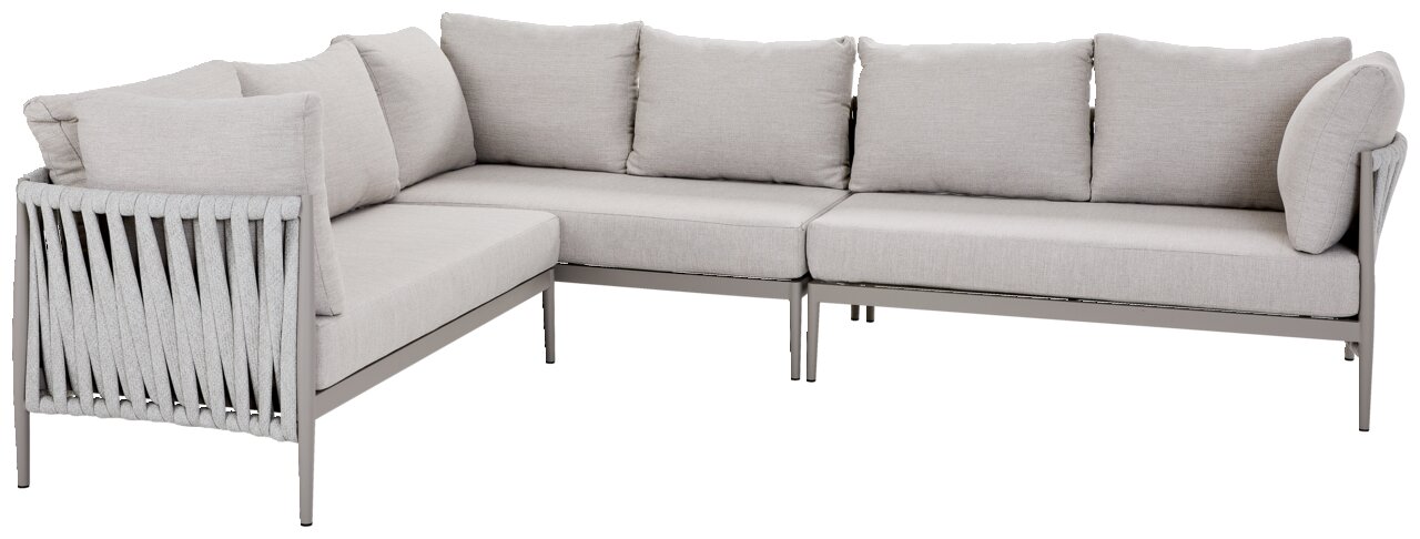Amatio Loungegarnitur VENERONA L-förmige Loungegarnitur in hellem Grau mit Kissen, seitliche Perspektive