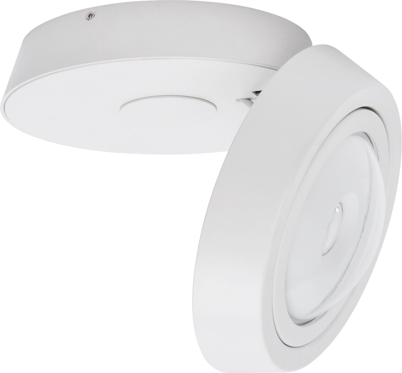 Megatron LED-Deckenleuchte SOLO MOVIMENTO LED Aufbauleuchte in weißer Farbe, seitliche Perspektive