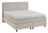 Boxspringbett in Beige aus seitlicher Perspektive