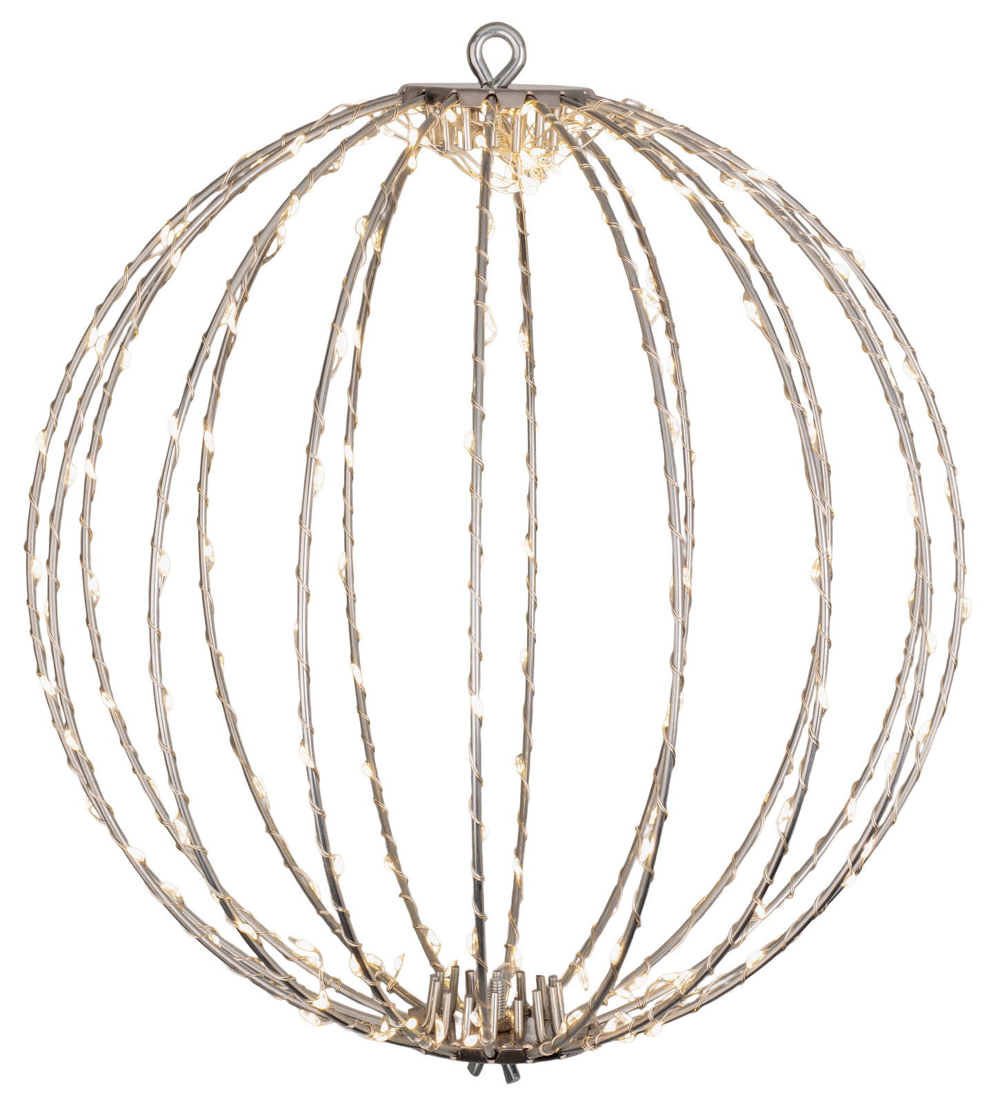 Silberner Lichtball mit Micro-LEDs, frontal betrachtet