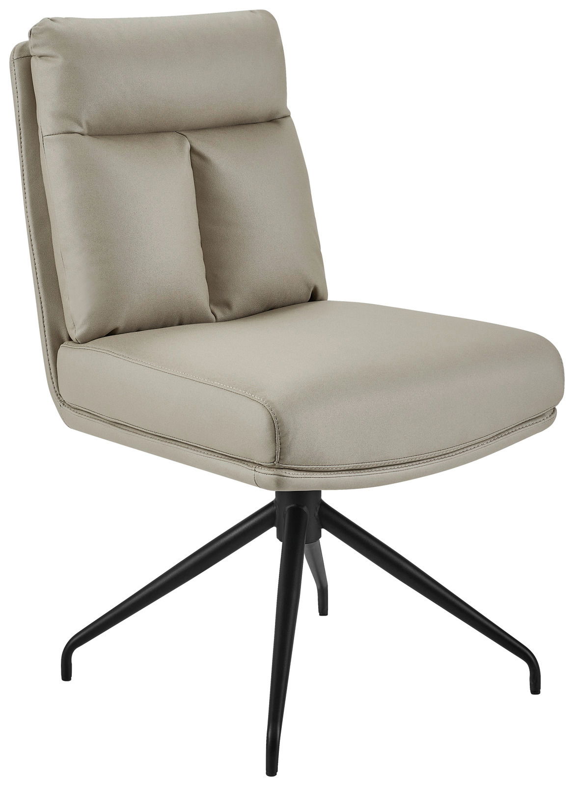 Novel Stuhl EMMA Moderner beiger Stuhl mit schwarzem Metallgestell, seitliche Perspektive