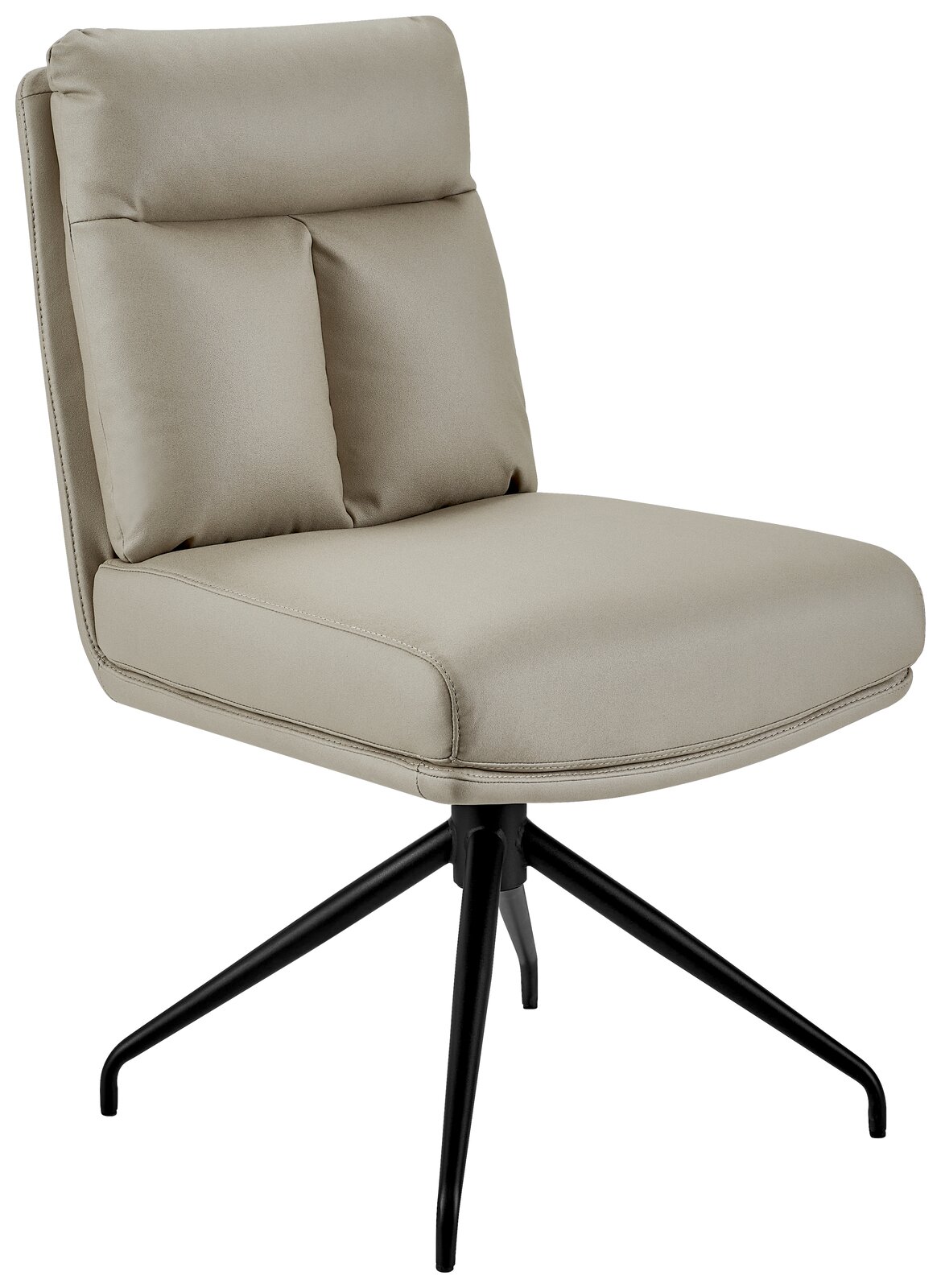 Novel Stuhl EMMA Moderner beiger Stuhl mit schwarzem Metallgestell, seitliche Perspektive