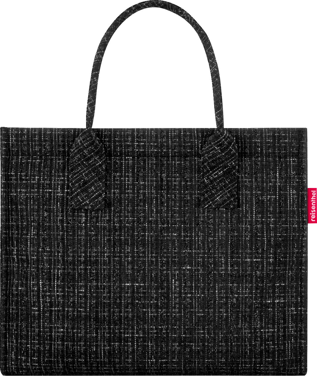 Schwarze Reisenthel Tragetasche/Shopper mit zwei Henkeln und strukturierter Weboptik, Frontalansicht vor weißem Hintergrund