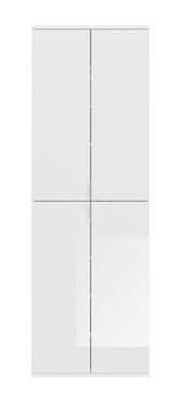 Weiße Garderobenkombination mit vier Türen, frontale Ansicht.