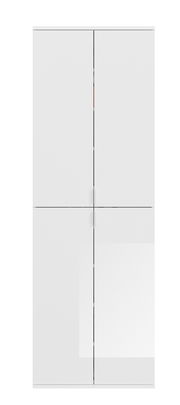 Weiße Garderobenkombination mit vier Türen, frontale Ansicht.