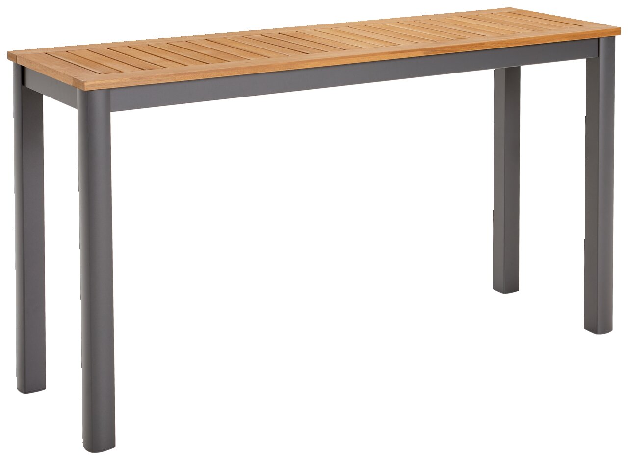 Ambia Garden Beistelltisch BURGENLAND Moderner Beistelltisch mit Holzplatte und grauen Metallbeinen, seitliche Perspektive