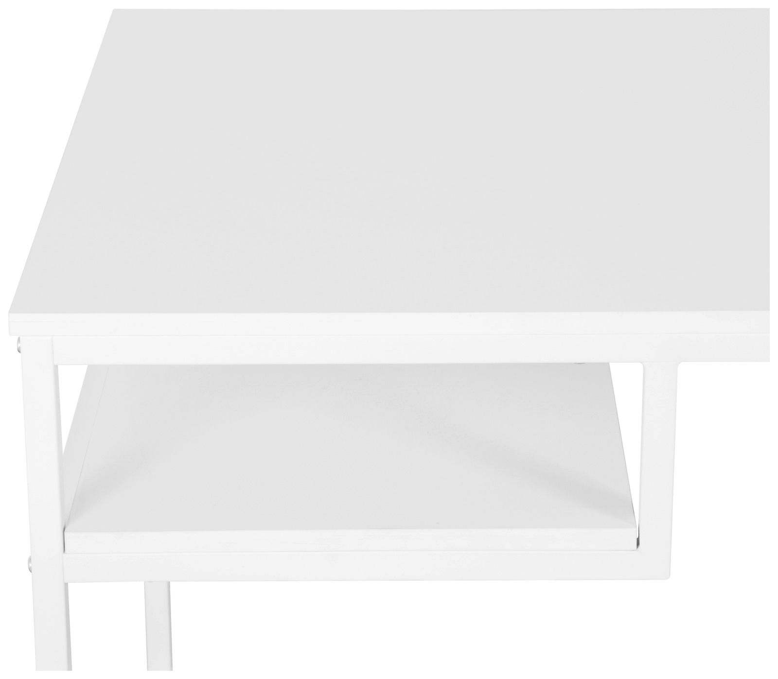 Moderner weißer Schreibtisch mit minimalistischem Design, Vorderansicht