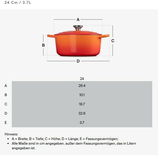 Kürbis-Bräter 24cm in ofenrot, Seitenansicht mit Deckel und Griffen, Fassungsvermögen 3.7L