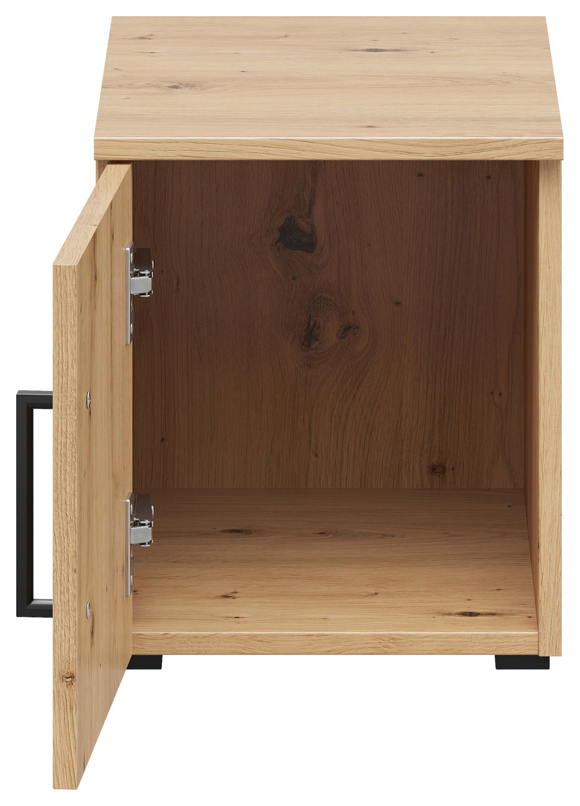 Holz-Aufsatzschrank mit geöffneter Tür, Frontansicht