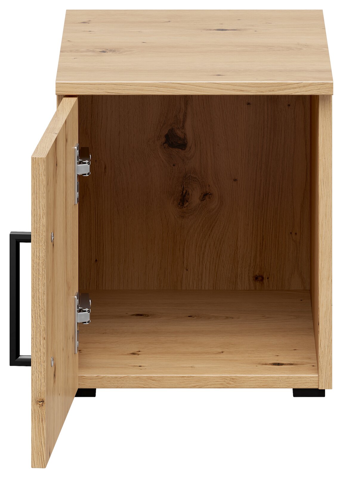 Holz-Aufsatzschrank mit geöffneter Tür, Frontansicht