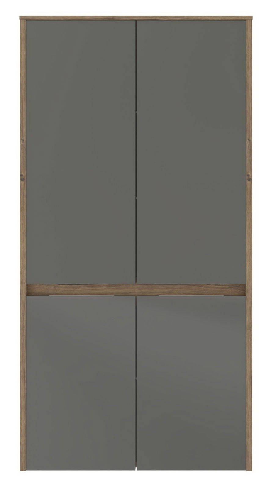Sadena Midikast LANDAU Moderner Midischrank mit grauen Türen und Holzrahmen, Frontalansicht