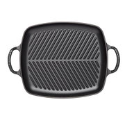 Schwarze Grillplatte 30x27 cm mit Rillen, Draufsicht