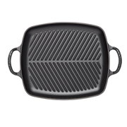Schwarze Grillplatte 30x27 cm mit Rillen, Draufsicht