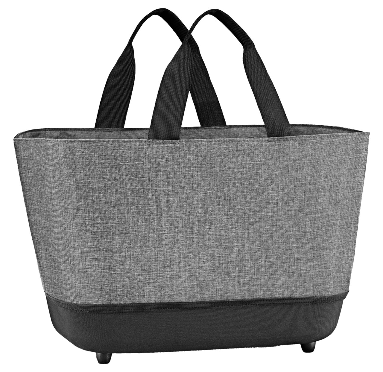 Grauer Einkaufskorb Twist Silver mit schwarzen Griffen, seitliche Perspektive