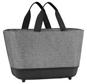 Grauer Einkaufskorb Twist Silver mit schwarzen Griffen, seitliche Perspektive