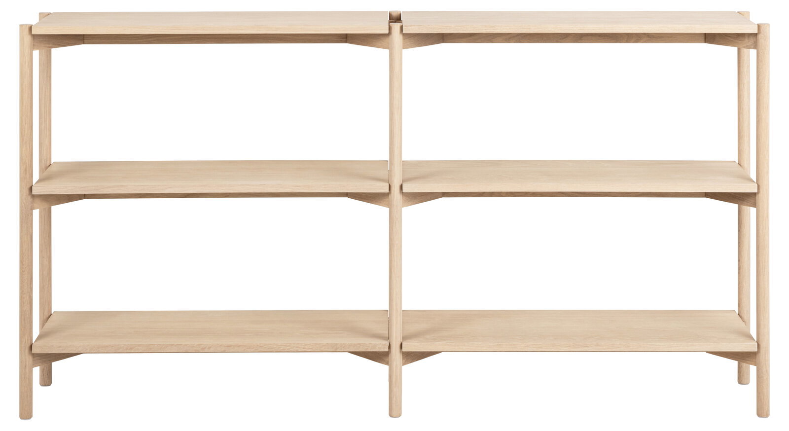 Holzregal mit drei Ebenen, frontal betrachtet
