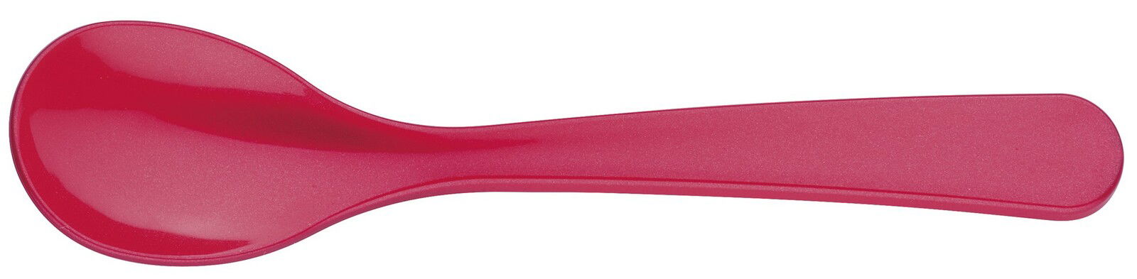 Roter Eierlöffel aus Kunststoff, Ansicht von oben