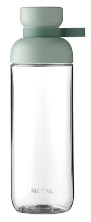 Trinkflasche Nordic Sage in Seitenansicht mit grünem Deckel und transparentem Körper