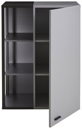 Hängeelement mit offenem Fach und geöffneter Tür, seitliche Perspektive