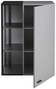 Hängeelement mit offenem Fach und geöffneter Tür, seitliche Perspektive