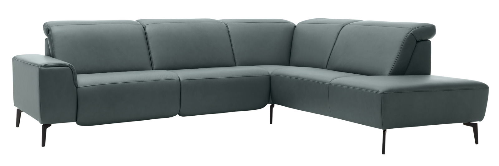 Ecksofa Musterring MR 1320 in dunkelgrauem Leder, Ansicht von vorne links