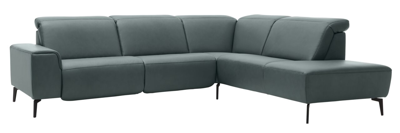 Ecksofa Musterring MR 1320 in dunkelgrauem Leder, Ansicht von vorne links