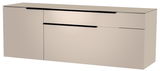 Hänge-Lowboard in beige mit schwarzen Griffen, frontale Perspektive
