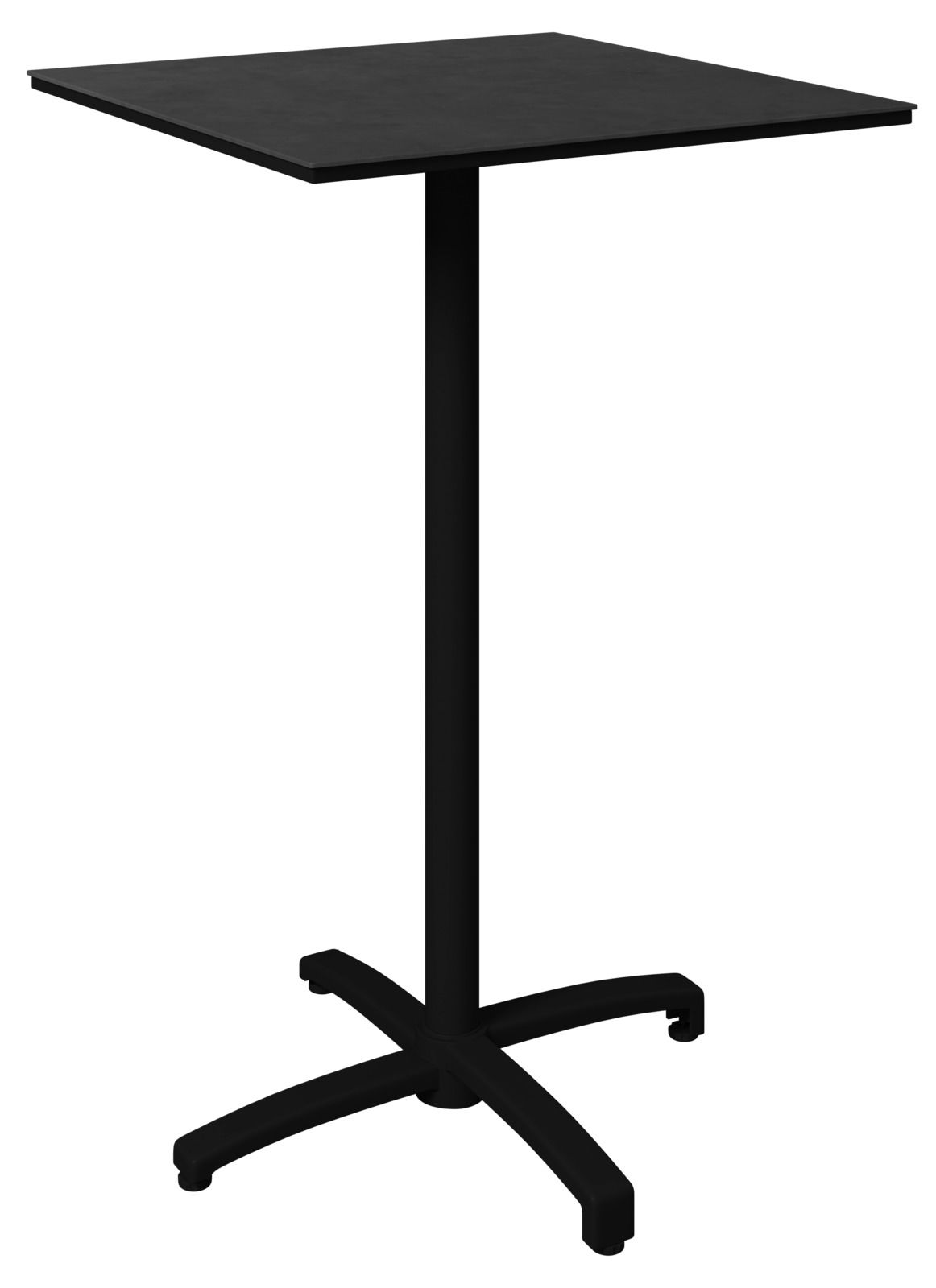 Ambia Garden Stehtisch FLIP Schwarzer Stehtisch mit quadratischer Tischplatte und stabilem Mittelfuß, seitliche Perspektive
