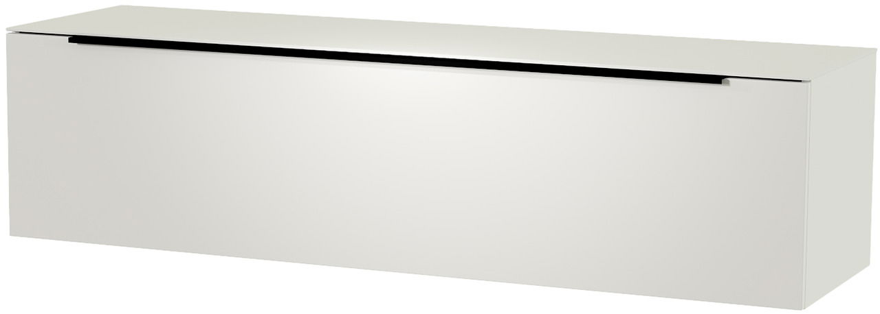 Weißes Hänge-Lowboard aus seitlicher Perspektive