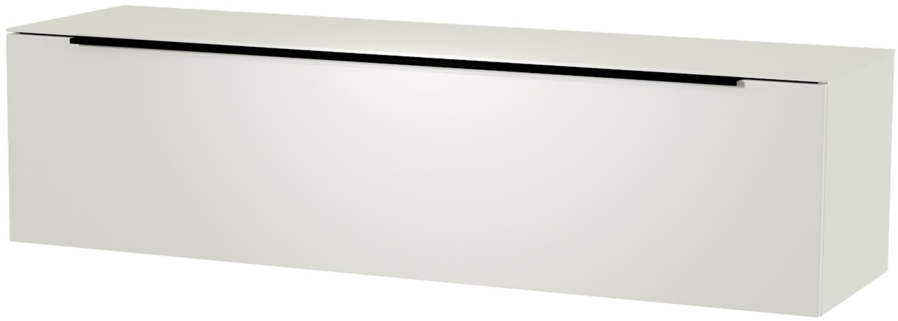 Weißes Hänge-Lowboard aus seitlicher Perspektive