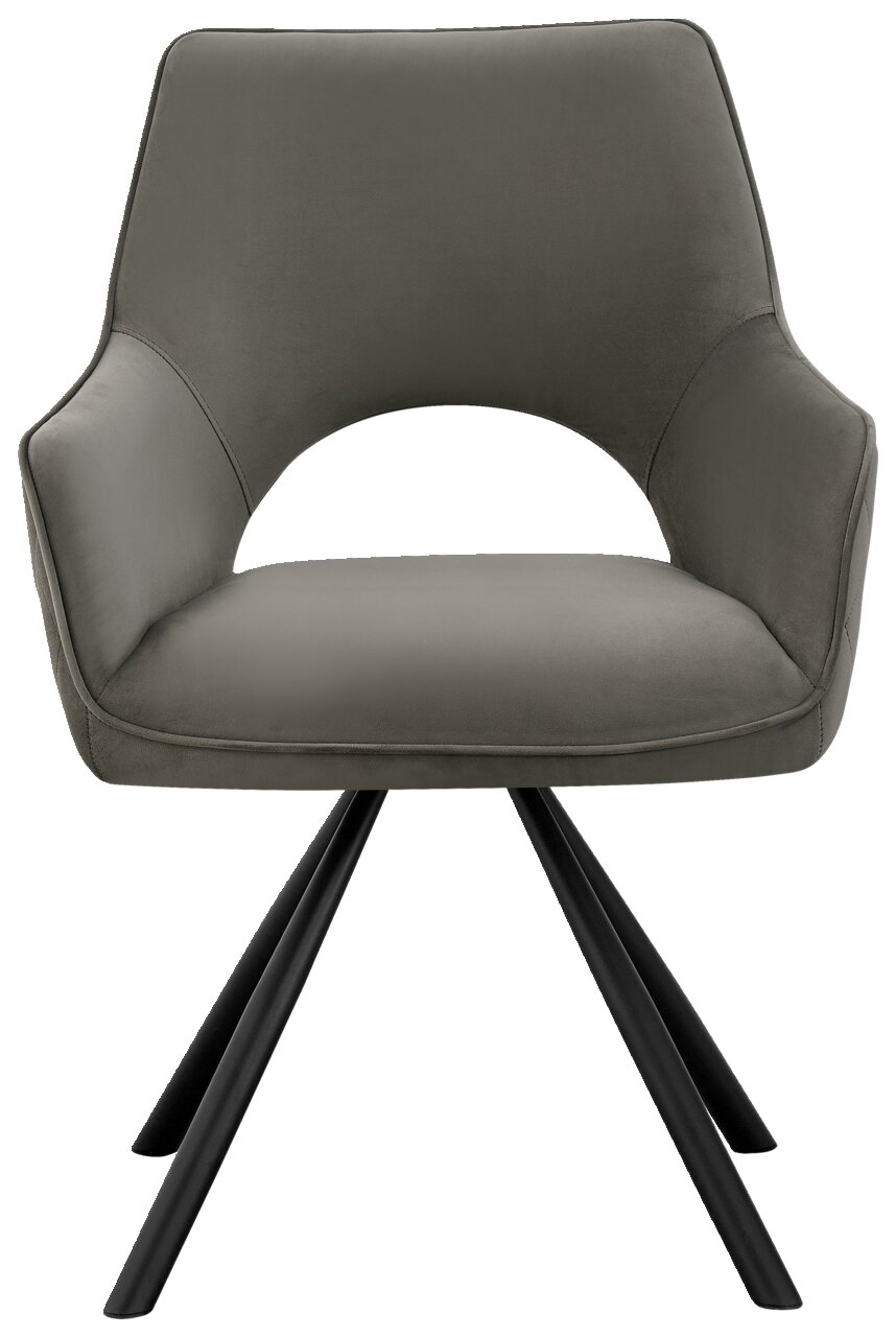 Hom´in Armlehnstuhl JACK Moderner grauer Armlehnstuhl mit schwarzem Metallgestell, Frontalansicht