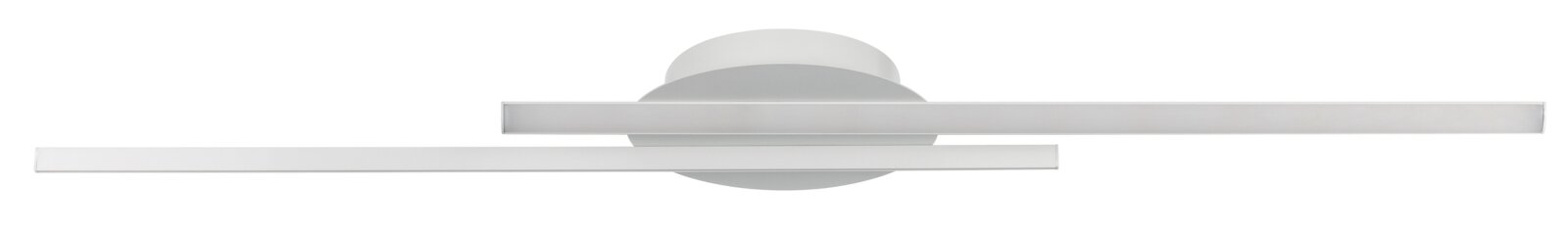 Moderne LED-Deckenleuchte mit zwei parallelen Lichtleisten, seitliche Perspektive