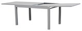 Moderner grauer Gartentisch mit erweiterbarer Tischplatte, seitliche Perspektive