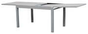Moderner grauer Gartentisch mit erweiterbarer Tischplatte, seitliche Perspektive